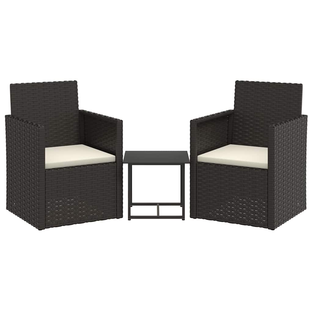 Vidaxl 3-delige loungeset met kussens poly rattan zwart