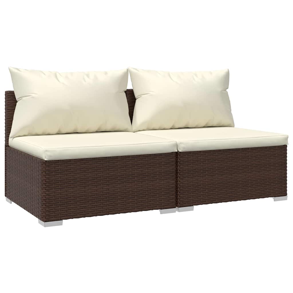 Vidaxl 2-delige loungeset met kussens poly rattan bruin