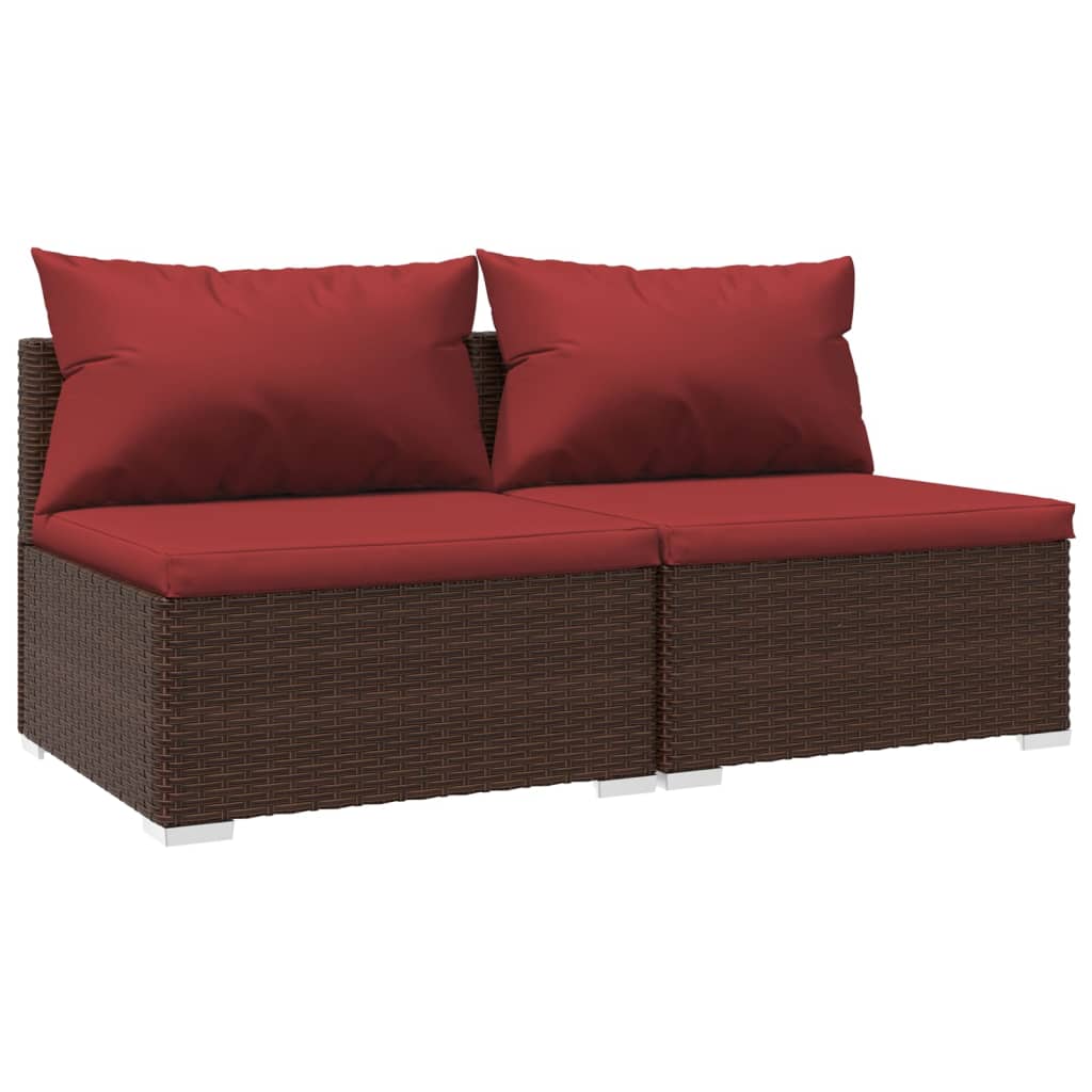 Vidaxl 2-delige loungeset met kussens poly rattan bruin
