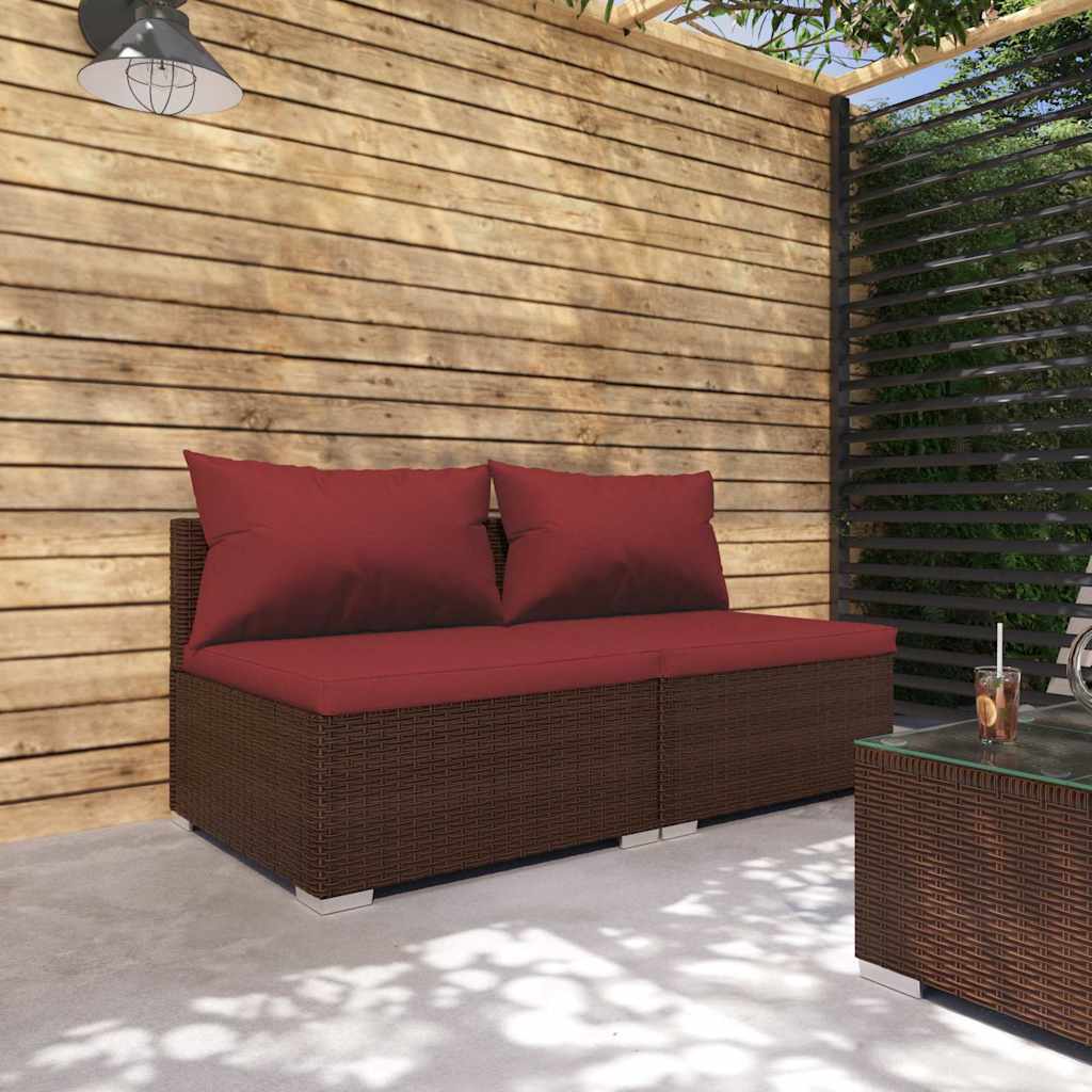 Vidaxl 2-delige loungeset met kussens poly rattan bruin