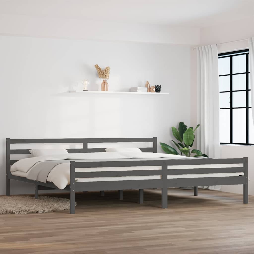 Vidaxl bedframe massief hout grijs 200x200 cm