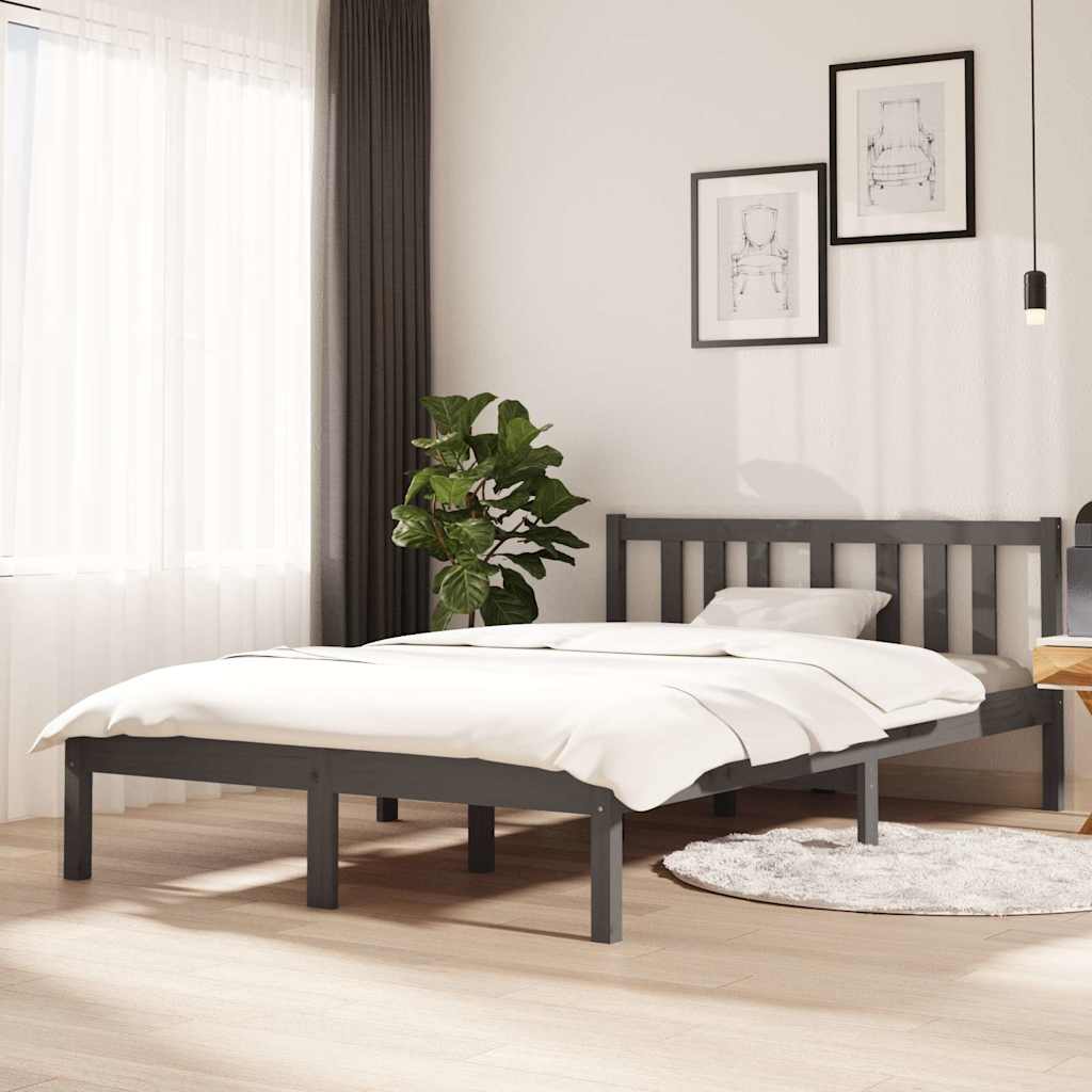 Vidaxl bedframe massief hout grijs 120x200 cm
