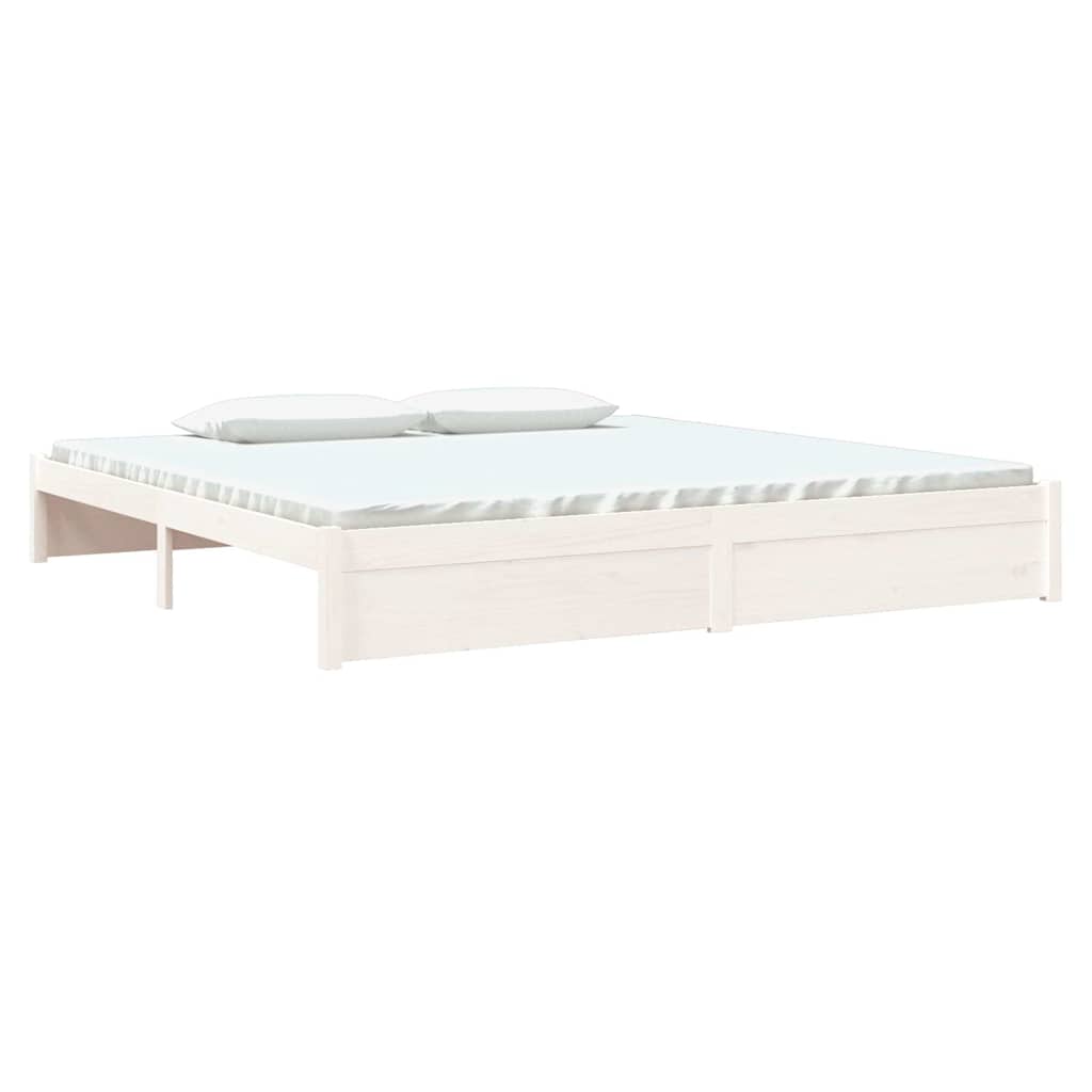 Vidaxl bedframe massief hout wit 200x200 cm