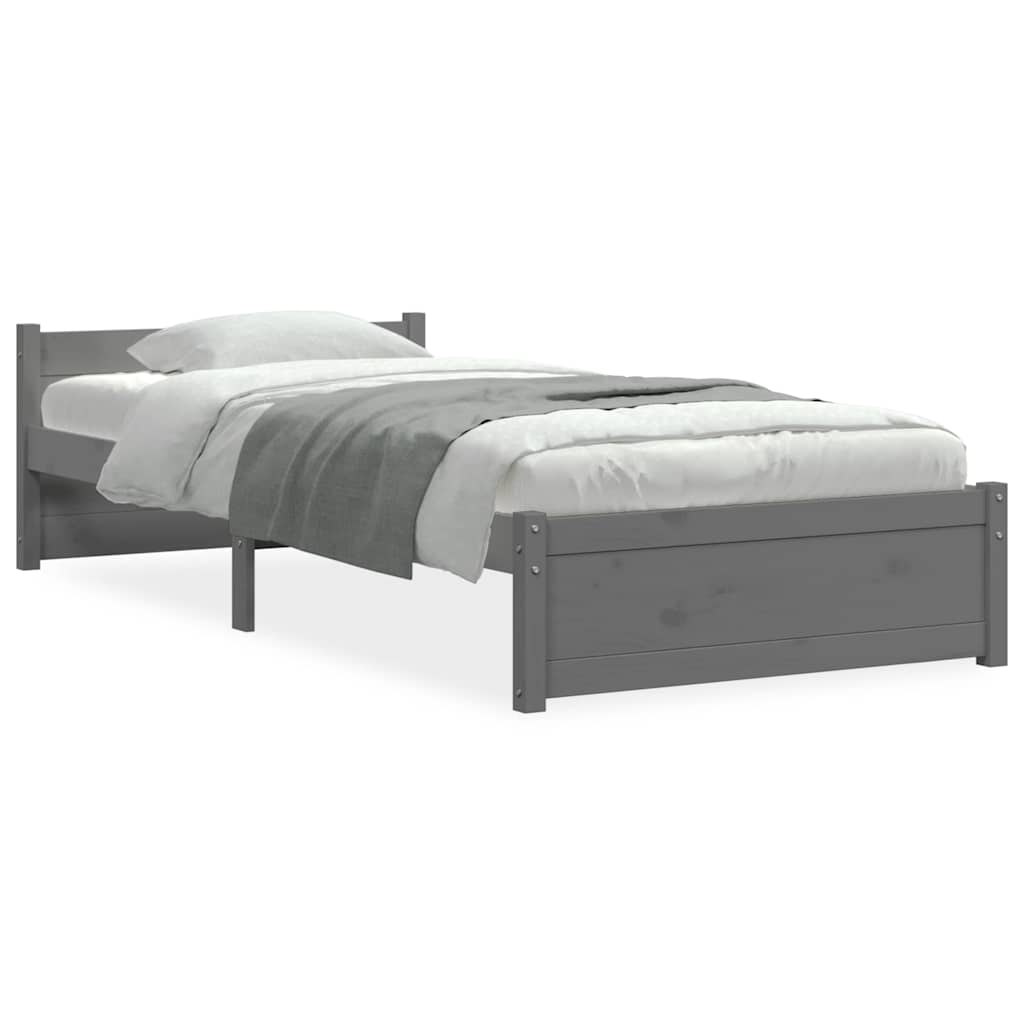 Vidaxl bedframe massief hout grijs 75x190 cm
