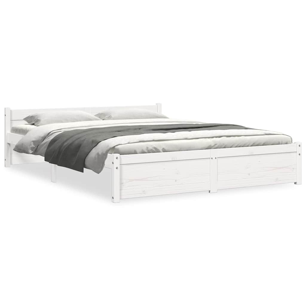 Vidaxl bedframe massief hout wit 135x190 cm