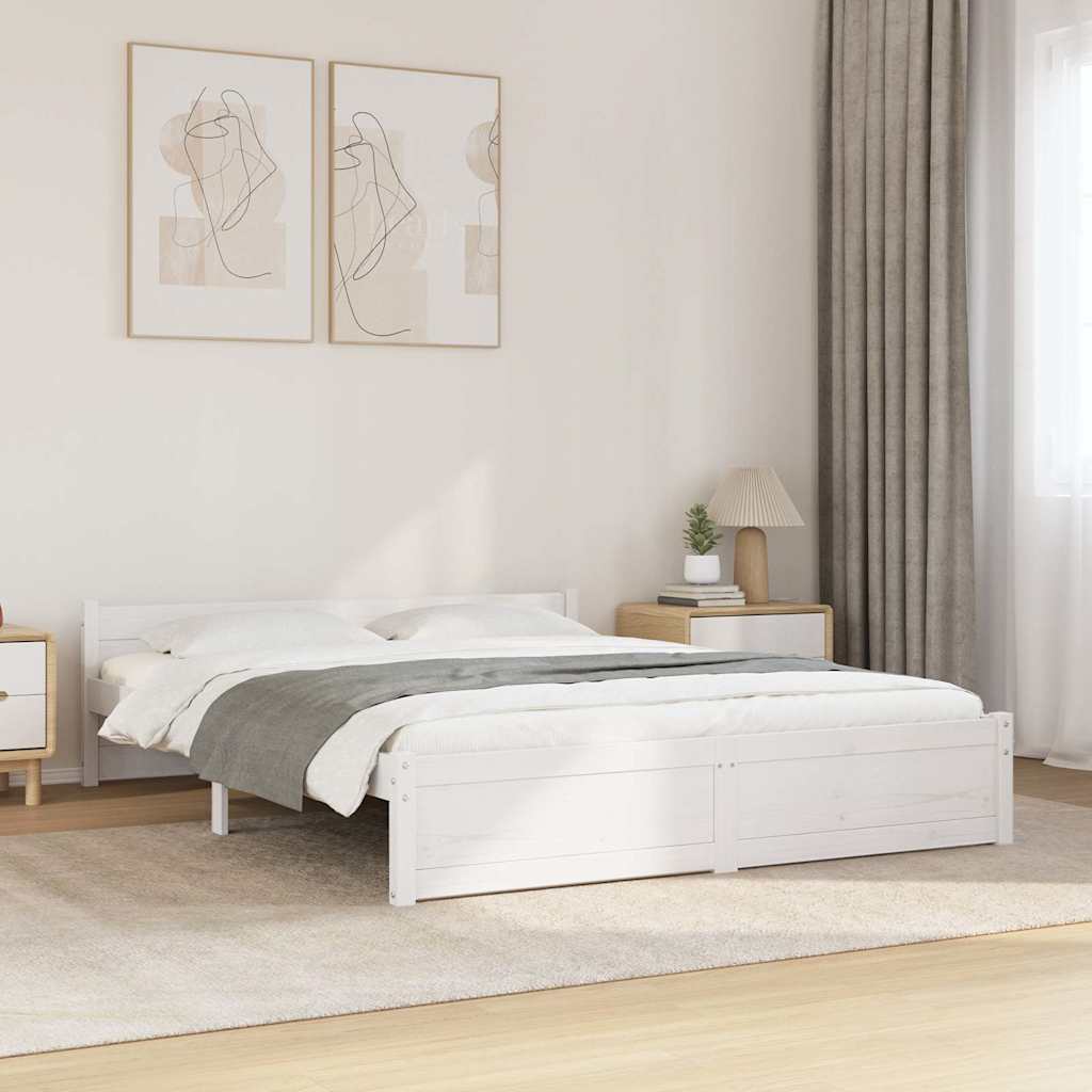 Vidaxl bedframe massief hout wit 135x190 cm