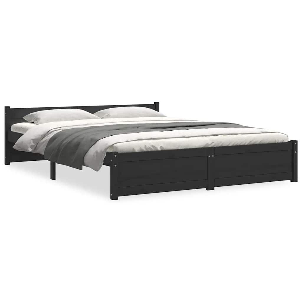 Vidaxl bedframe massief hout zwart 135x190 cm