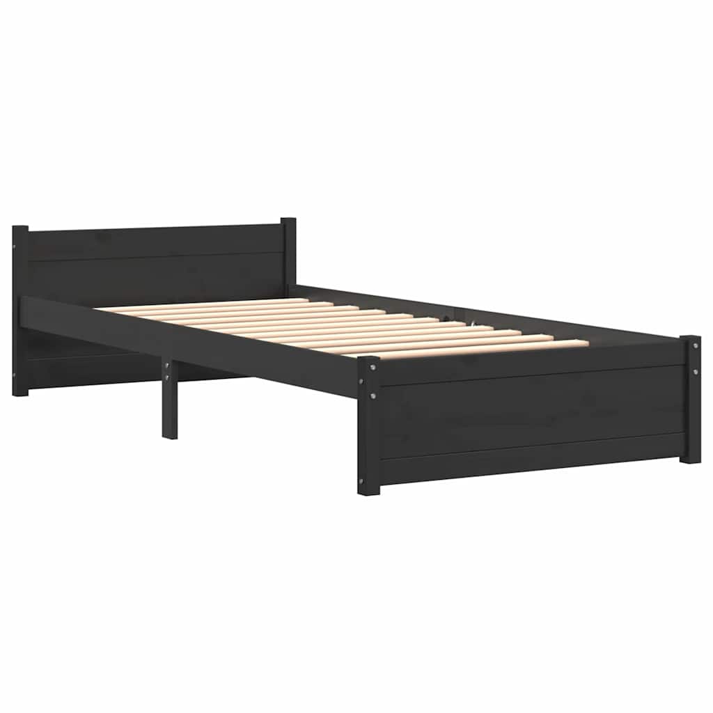 Vidaxl bedframe massief hout zwart 90x200 cm