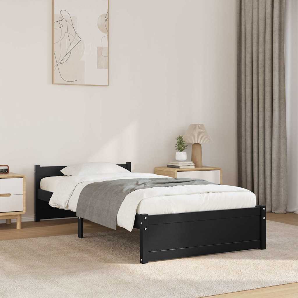 Vidaxl bedframe massief hout zwart 90x200 cm