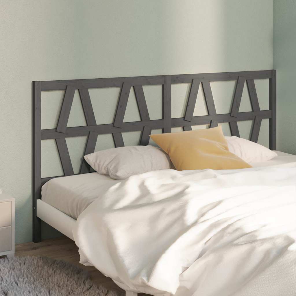 Vidaxl hoofdbord 206x4x100 cm massief grenenhout grijs
