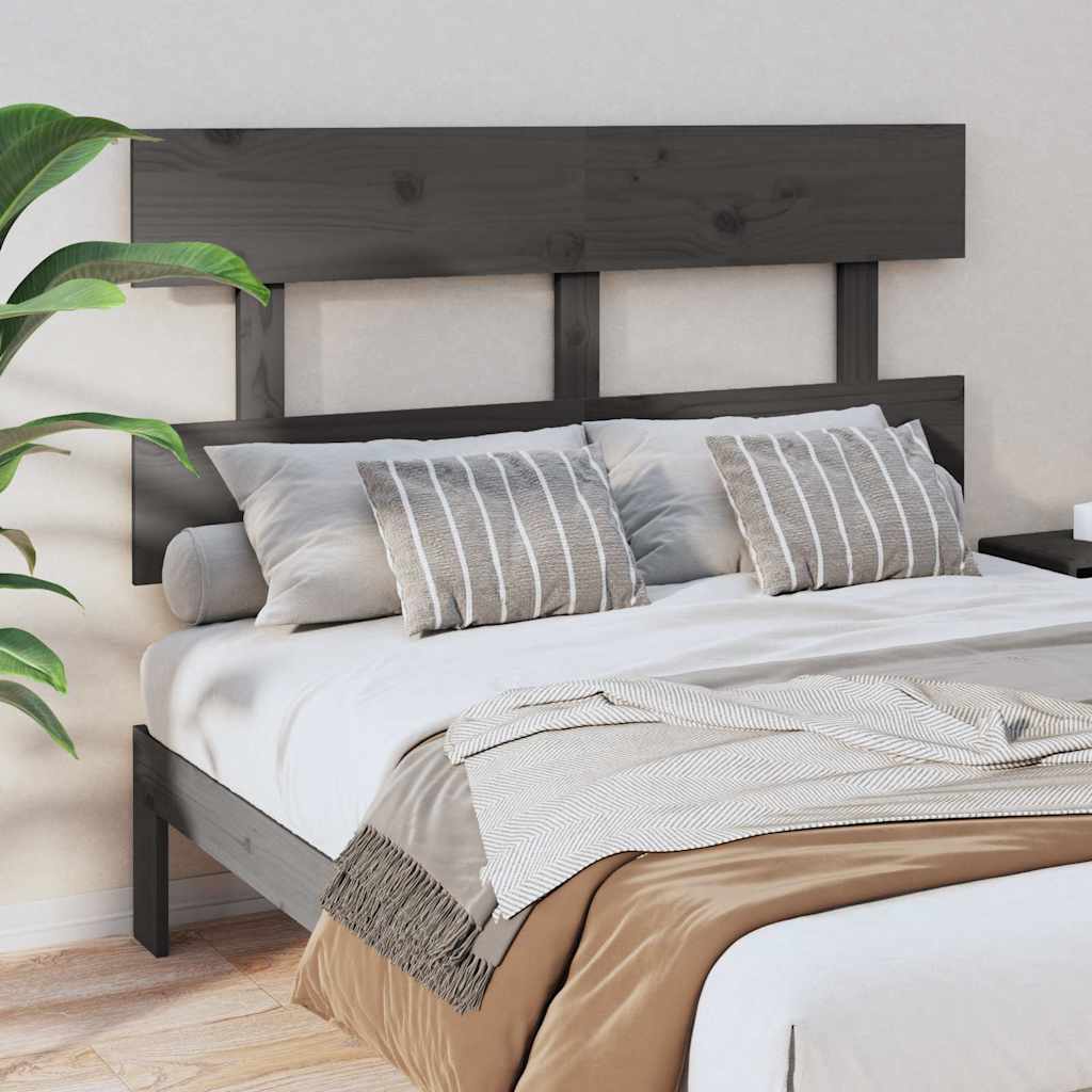 Vidaxl hoofdbord 124x3x81 cm massief grenenhout grijs