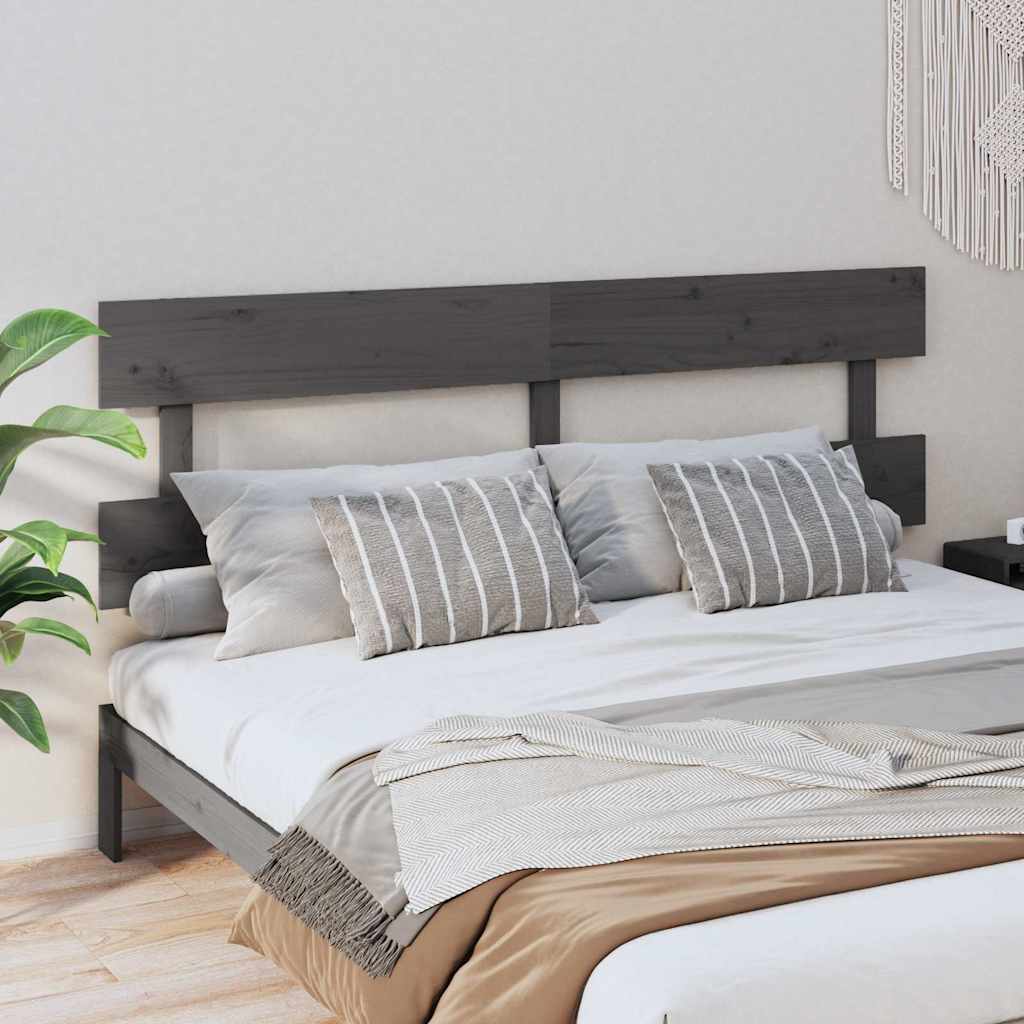 Vidaxl hoofdbord 204x3x81 cm massief grenenhout grijs