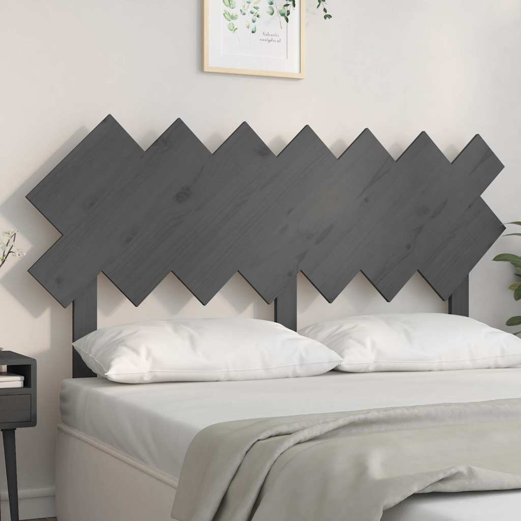 Vidaxl hoofdbord 141x3x80,5 cm massief grenenhout grijs