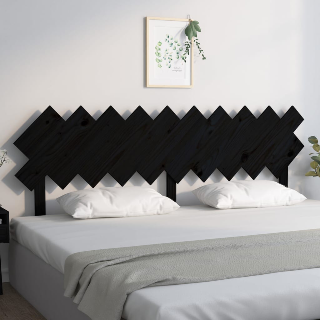 Vidaxl hoofdbord 196x3x80,5 cm massief grenenhout zwart