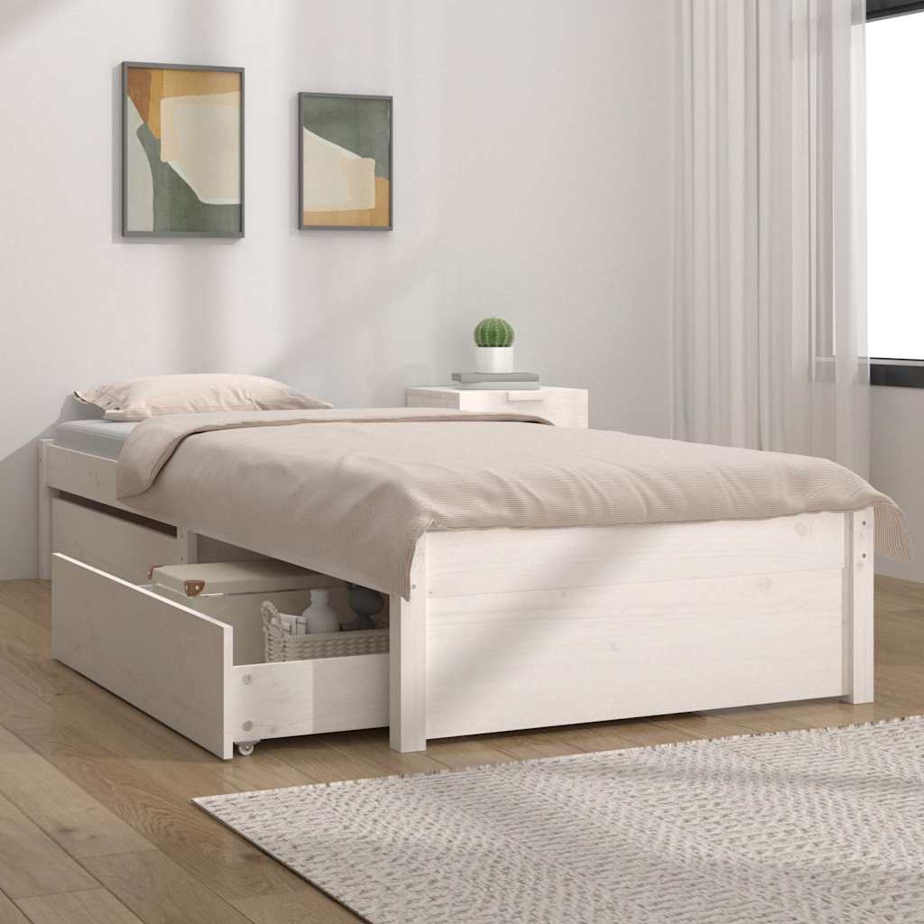 Vidaxl bedframe met lades wit 75x190 cm