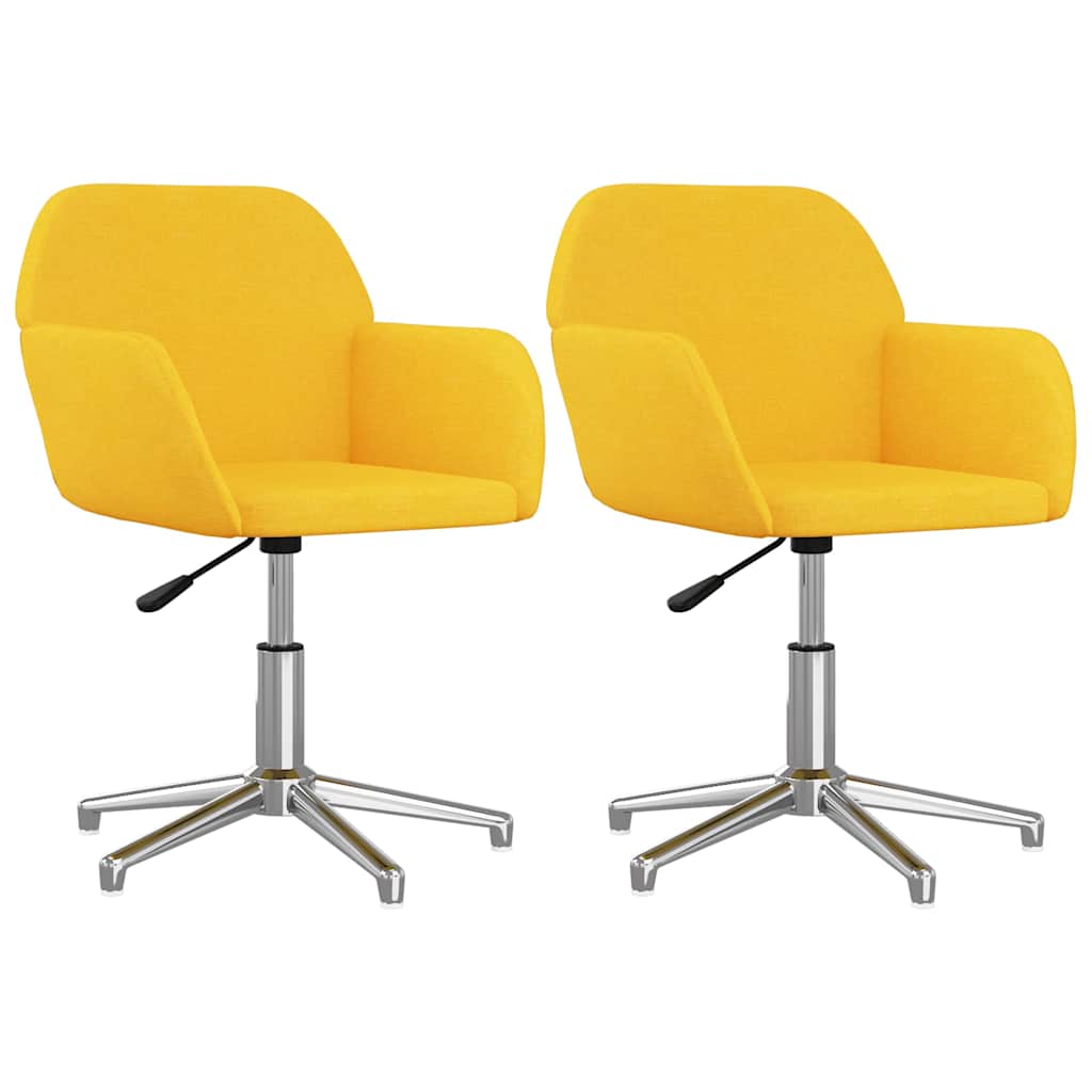 Vidaxl eetkamerstoelen 2 st draaibaar stof mosterdgeel