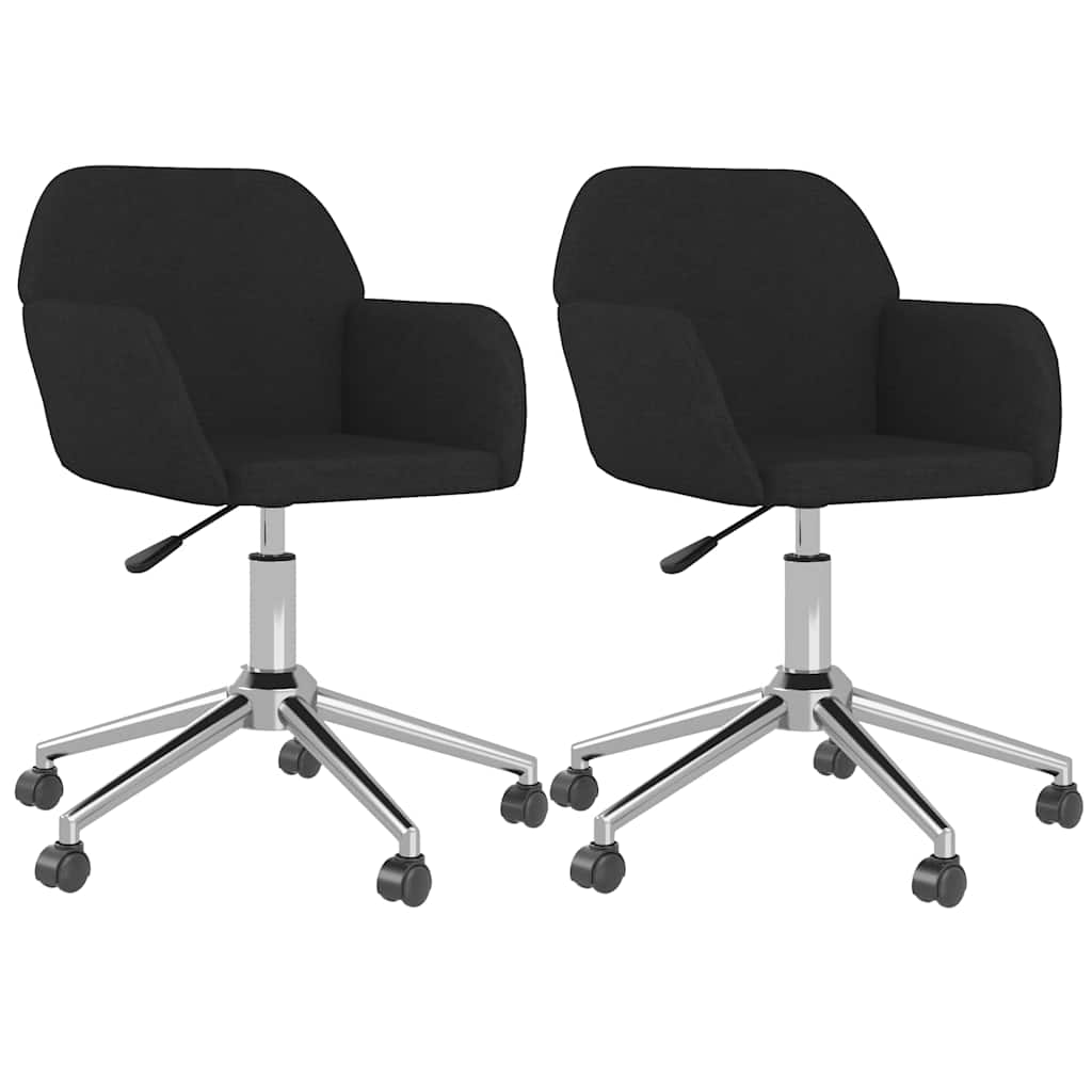 Vidaxl eetkamerstoelen draaibaar 2 st stof zwart