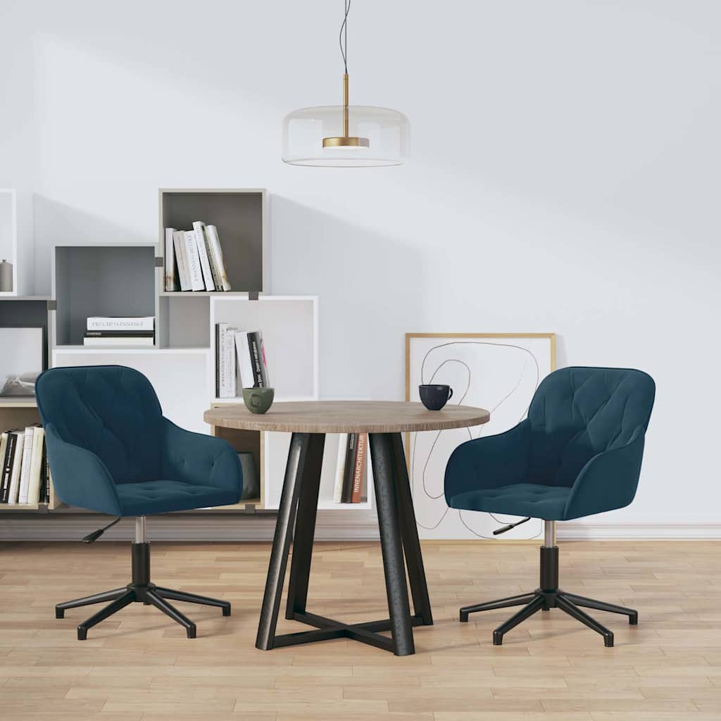 Vidaxl eetkamerstoelen draaibaar 2 st fluweel blauw