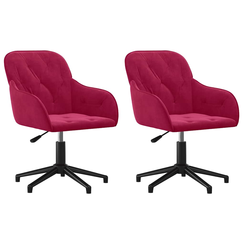 Vidaxl eetkamerstoelen draaibaar 2 st fluweel wijnrood