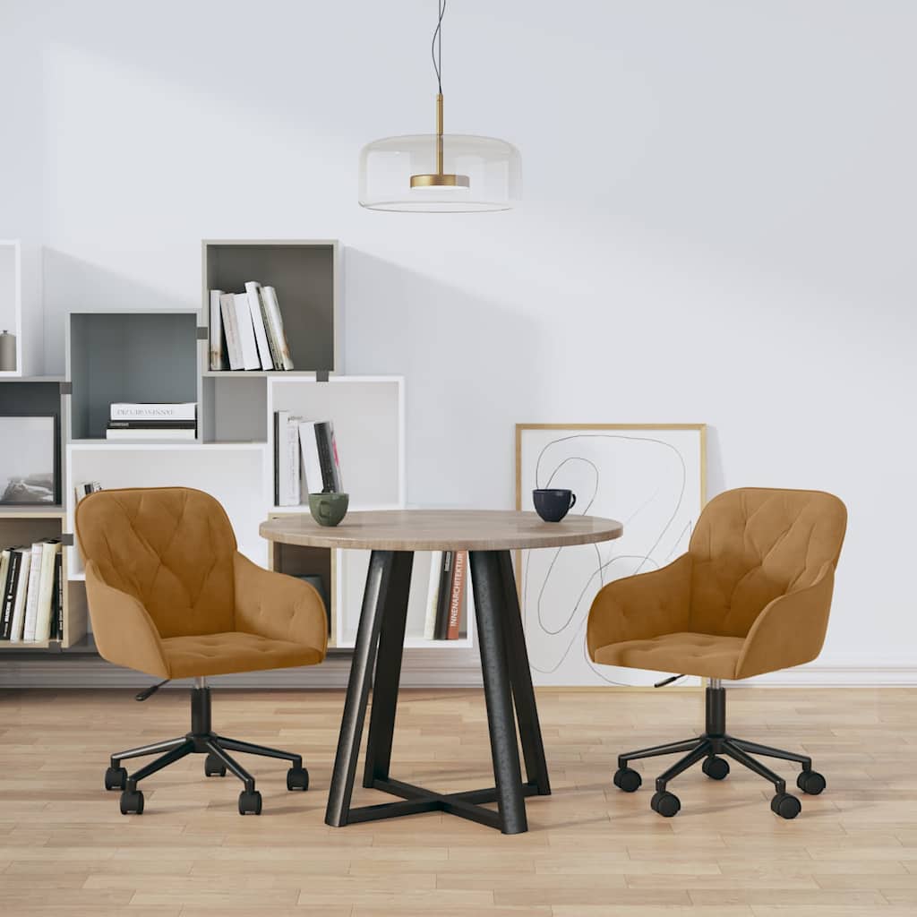 Vidaxl eetkamerstoelen draaibaar 2 st fluweel bruin