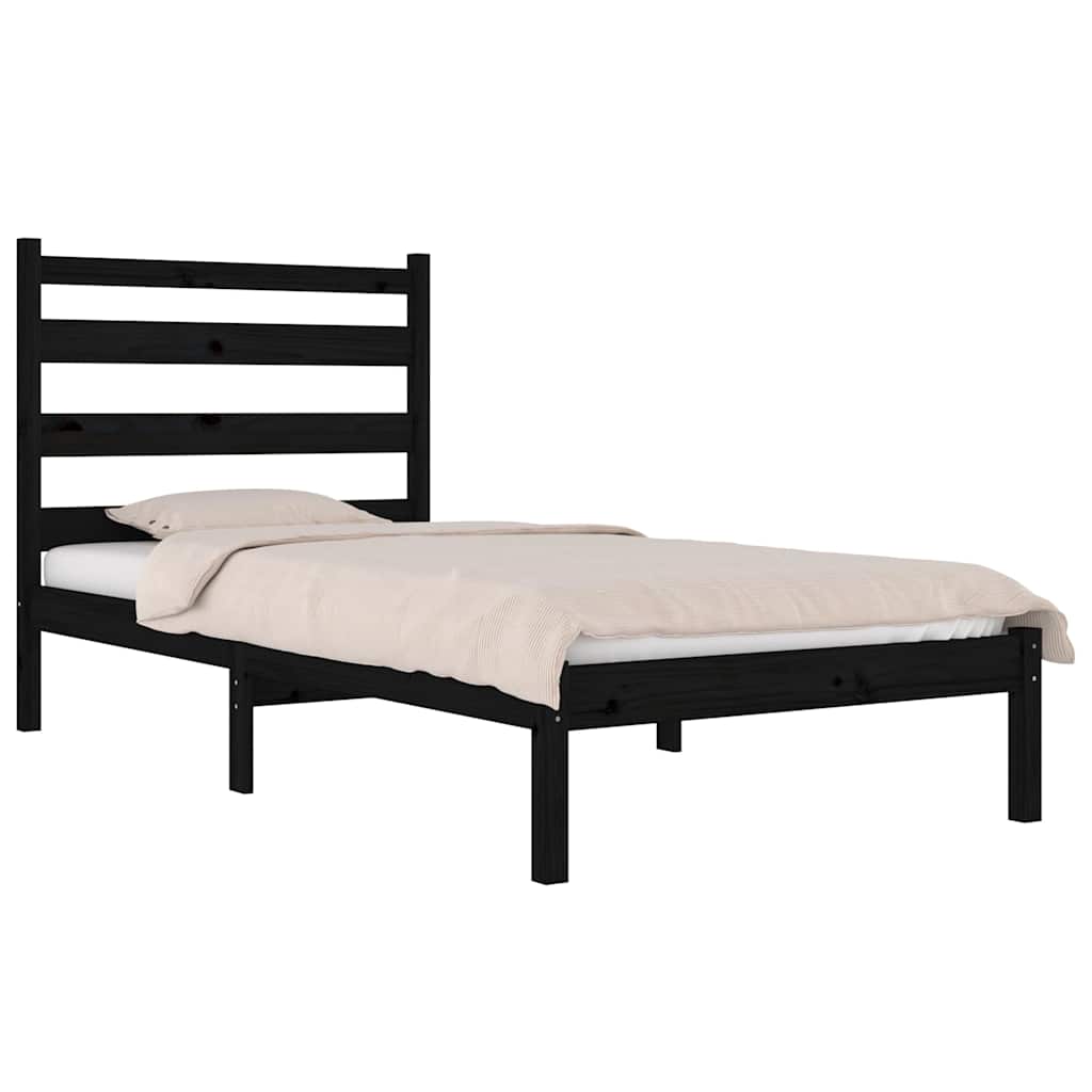 Vidaxl bedframe massief grenenhout zwart 100x200 cm