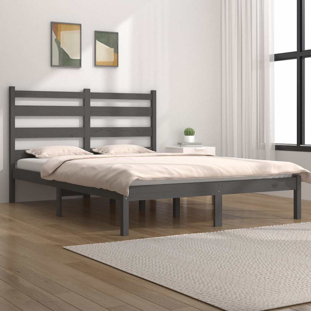 Vidaxl bedframe massief grenenhout grijs 200x200 cm