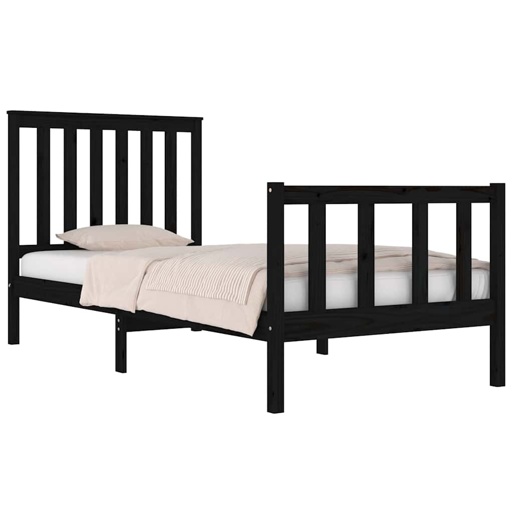 Vidaxl bedframe massief grenenhout zwart 75x190 cm