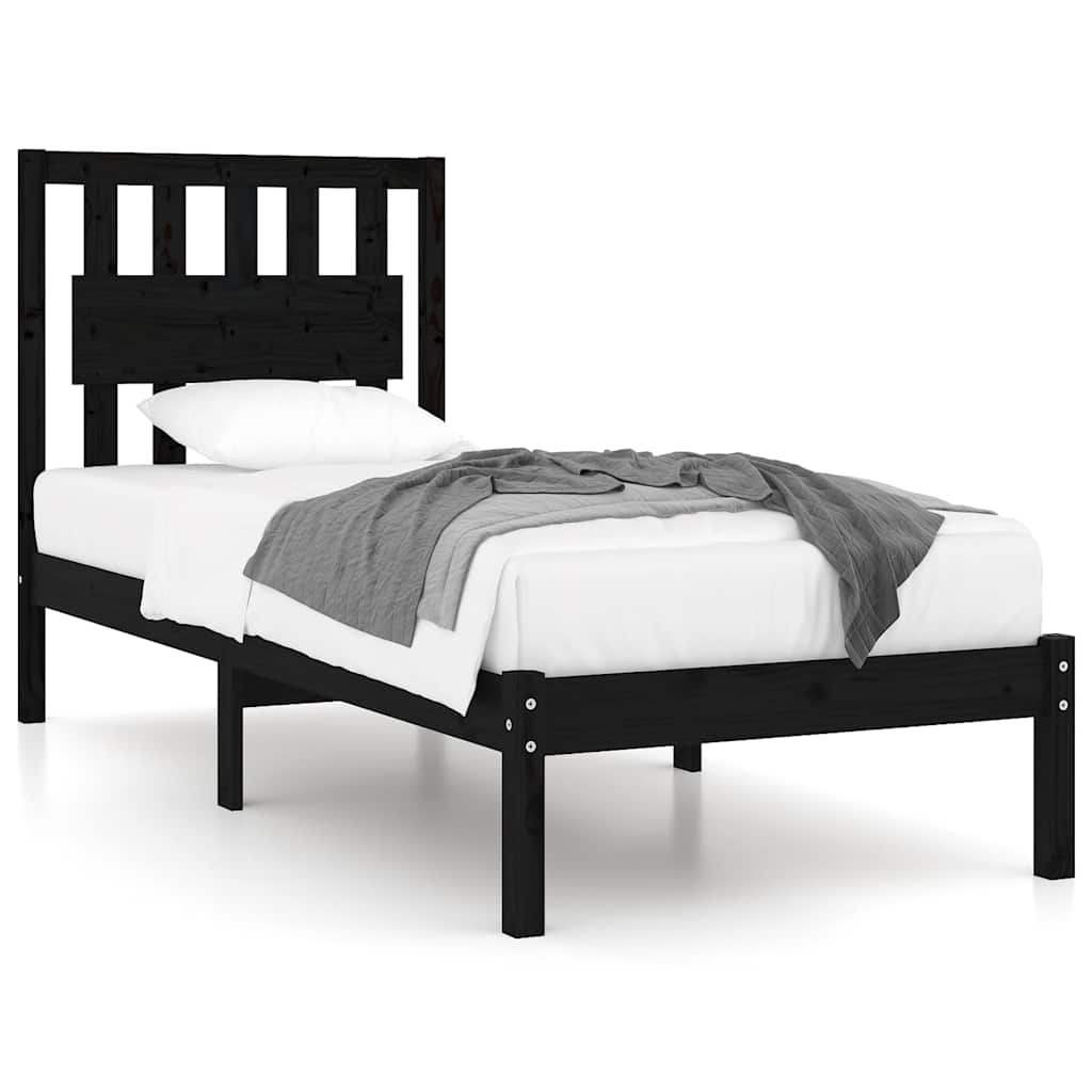 Vidaxl bedframe massief grenenhout zwart 75x190 cm