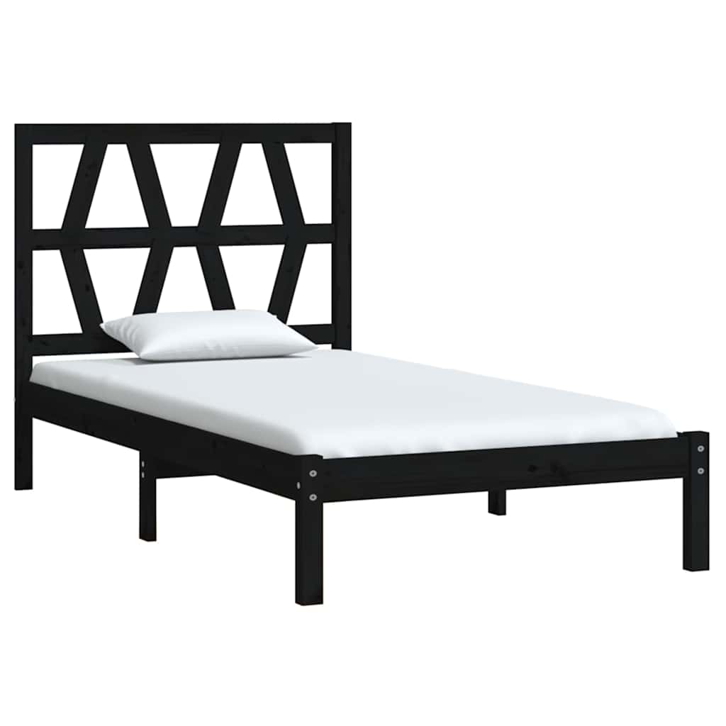 Vidaxl bedframe massief grenenhout zwart 75x190 cm