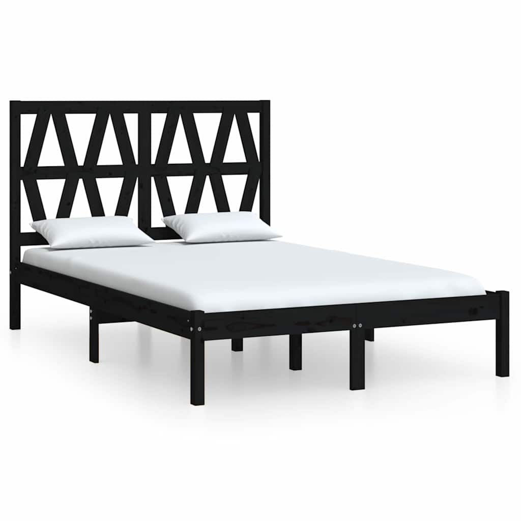 Vidaxl bedframe massief grenenhout zwart 140x190 cm