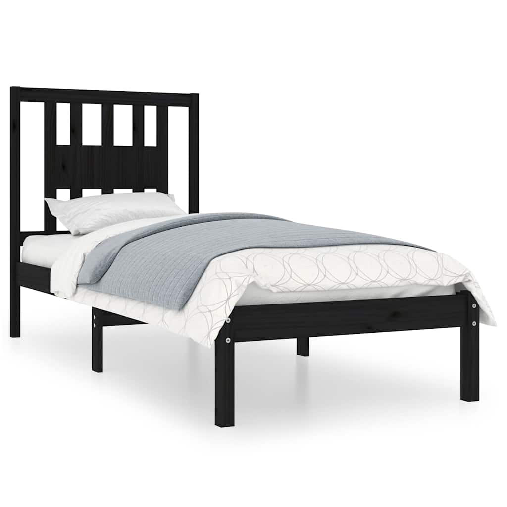 Vidaxl bedframe massief hout zwart 75x190 cm