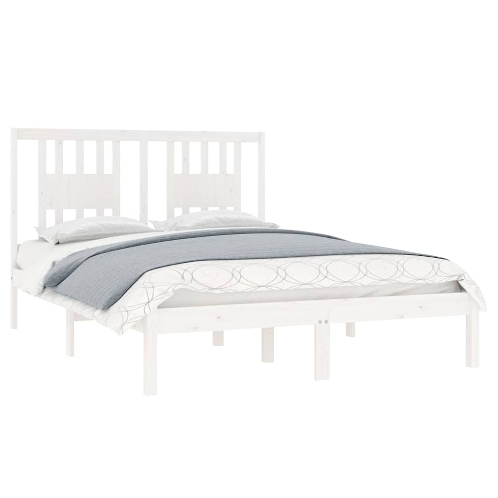 Vidaxl bedframe massief hout wit 135x190 cm
