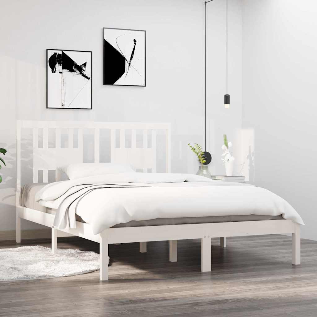 Vidaxl bedframe massief grenenhout wit 140x190 cm