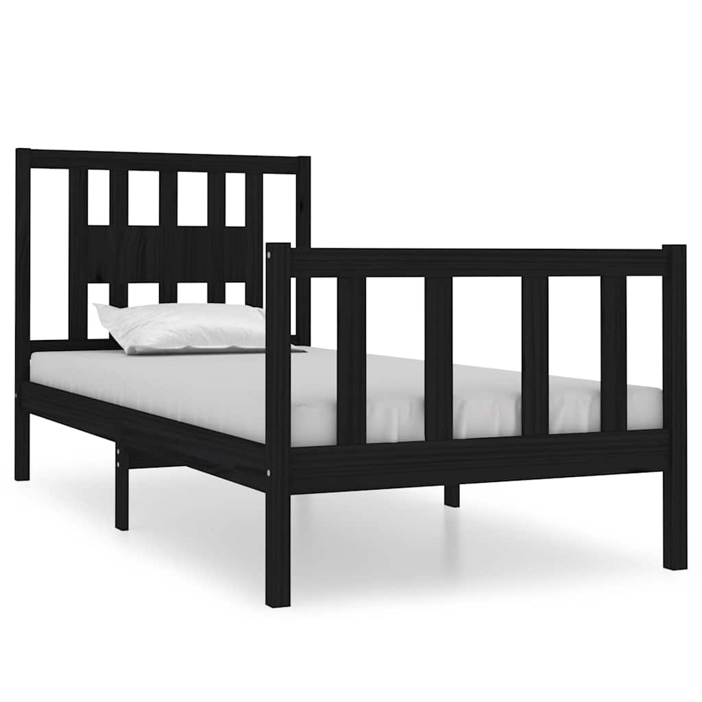 Vidaxl bedframe massief hout zwart 75x190 cm