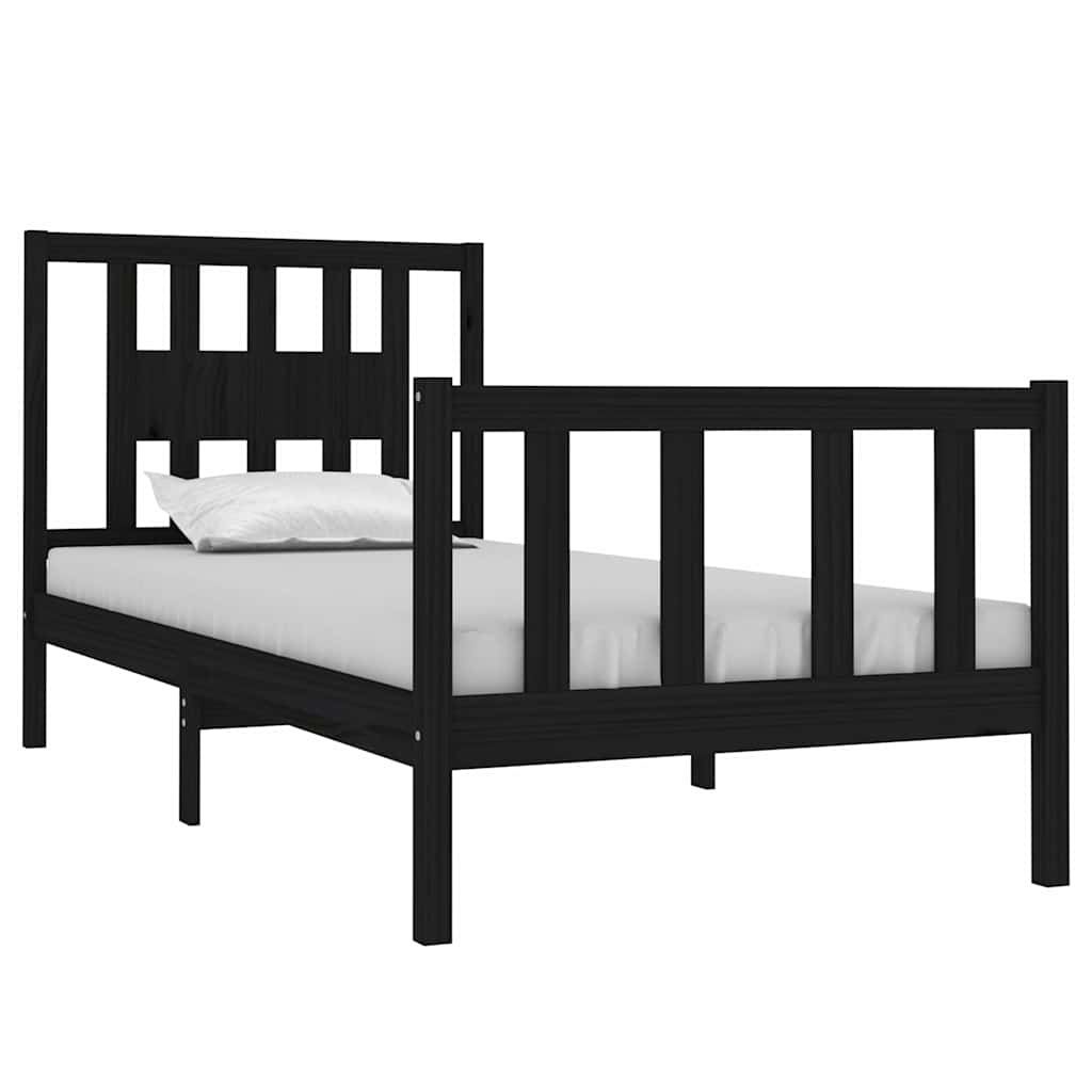 Vidaxl bedframe massief hout zwart 75x190 cm