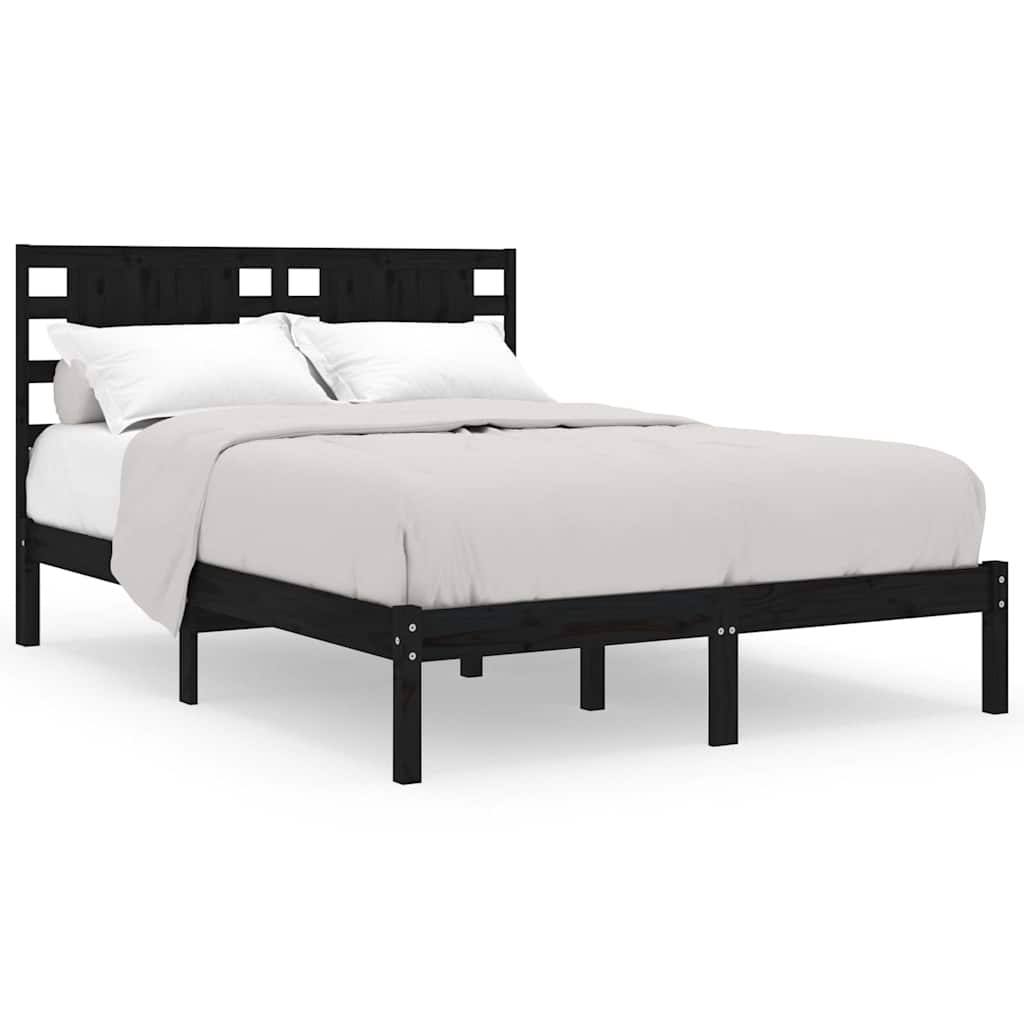 Vidaxl bedframe massief grenenhout zwart 140x190 cm
