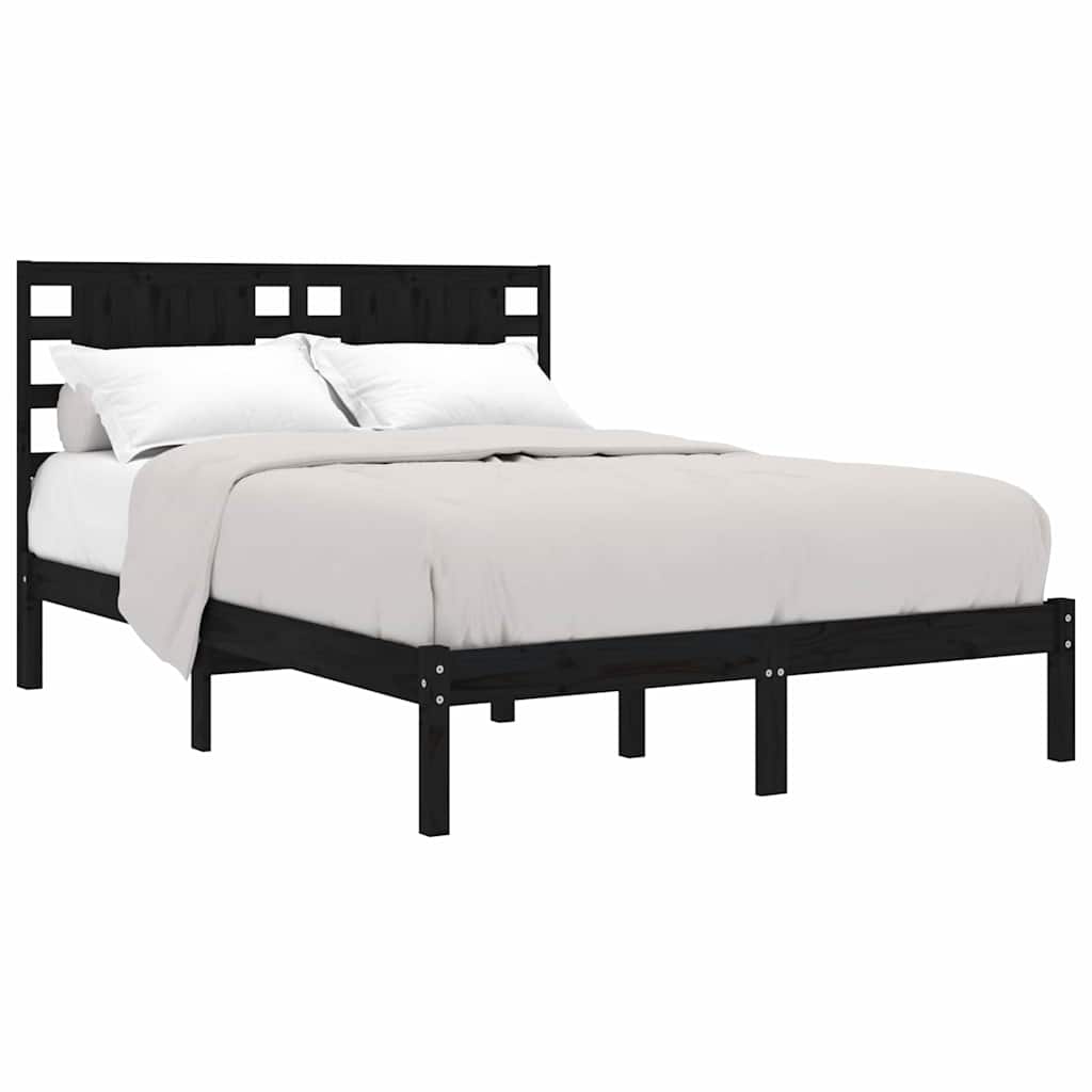 Vidaxl bedframe massief grenenhout zwart 140x190 cm
