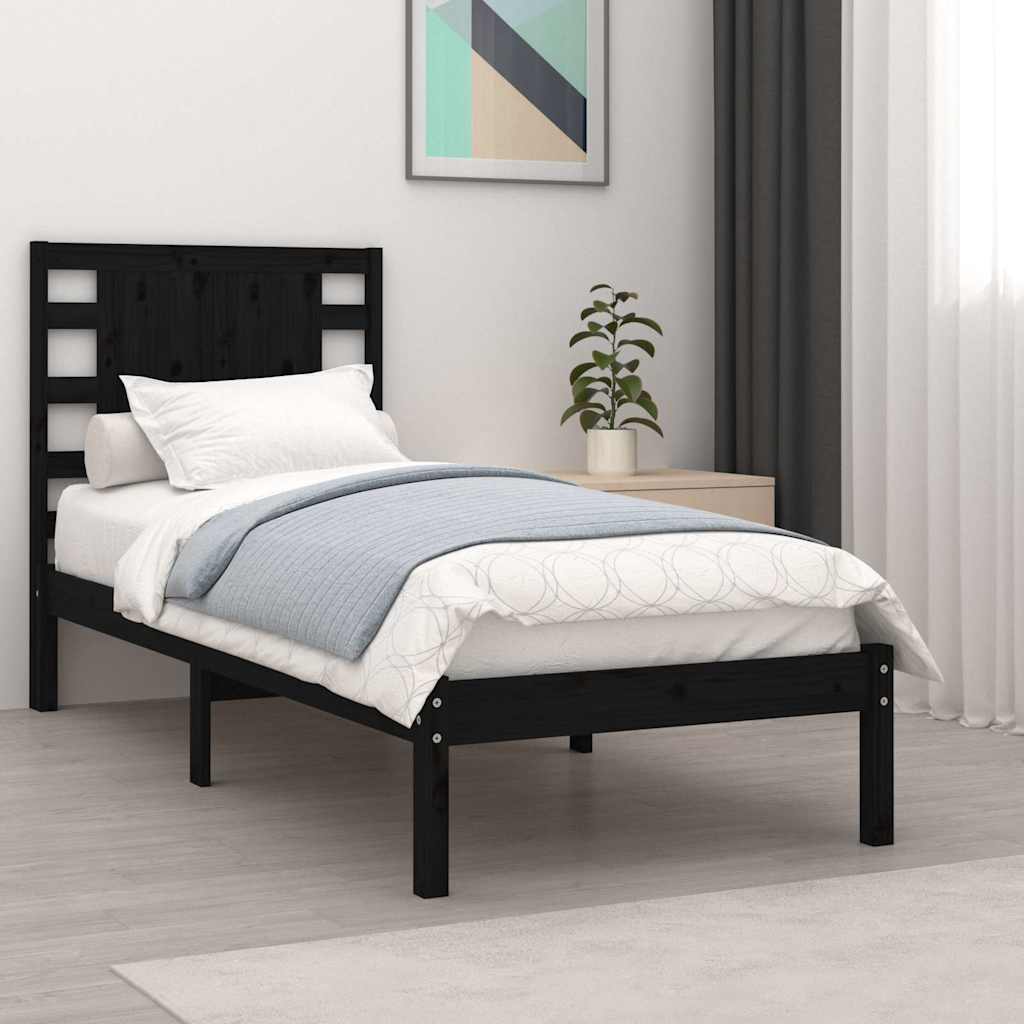 Vidaxl bedframe massief grenenhout zwart 100x200 cm
