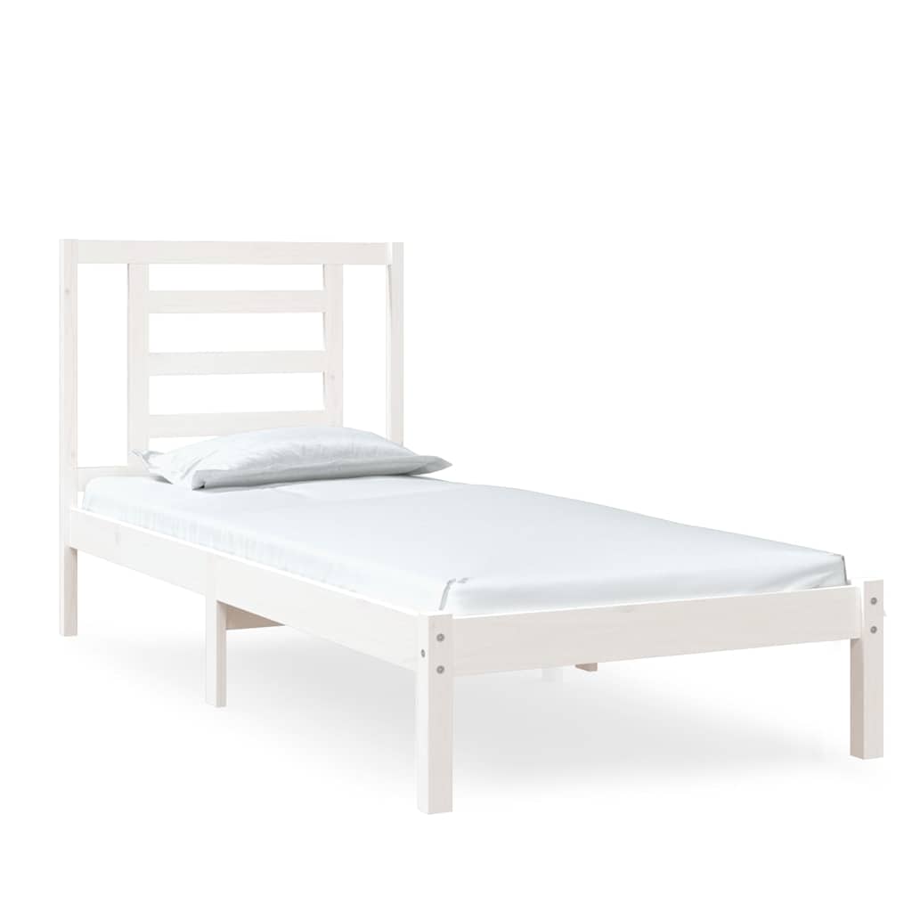Vidaxl bedframe massief hout wit 75x190 cm