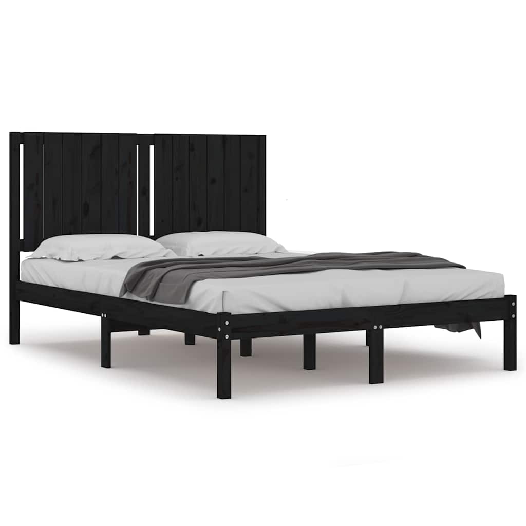 Vidaxl bedframe massief grenenhout zwart 140x190 cm