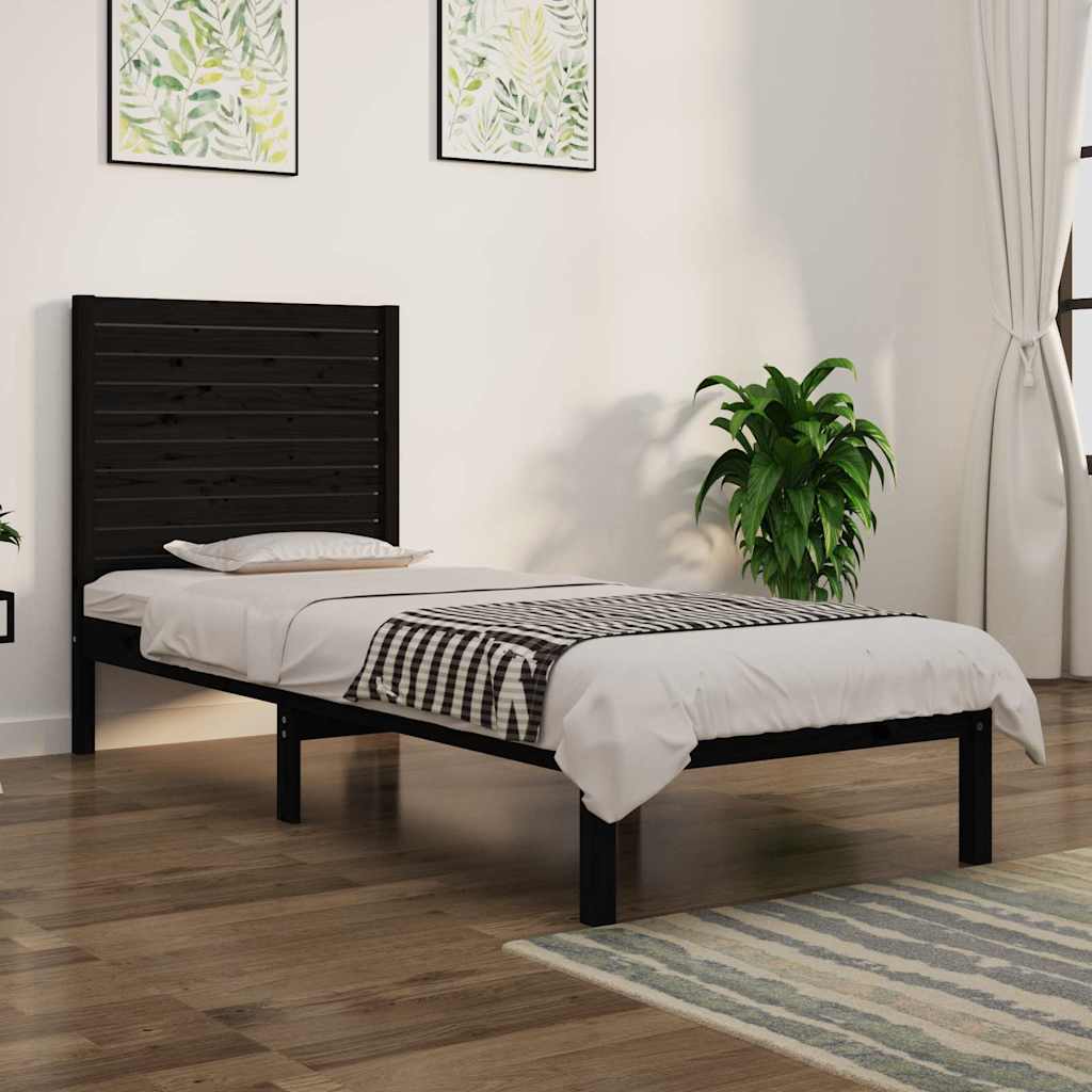 Vidaxl bedframe massief hout zwart 75x190 cm