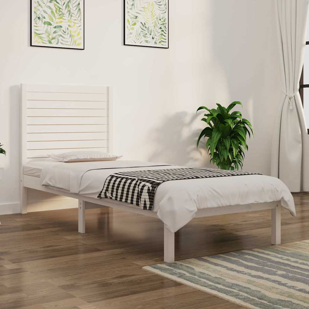 Vidaxl bedframe massief hout wit 90x190 cm