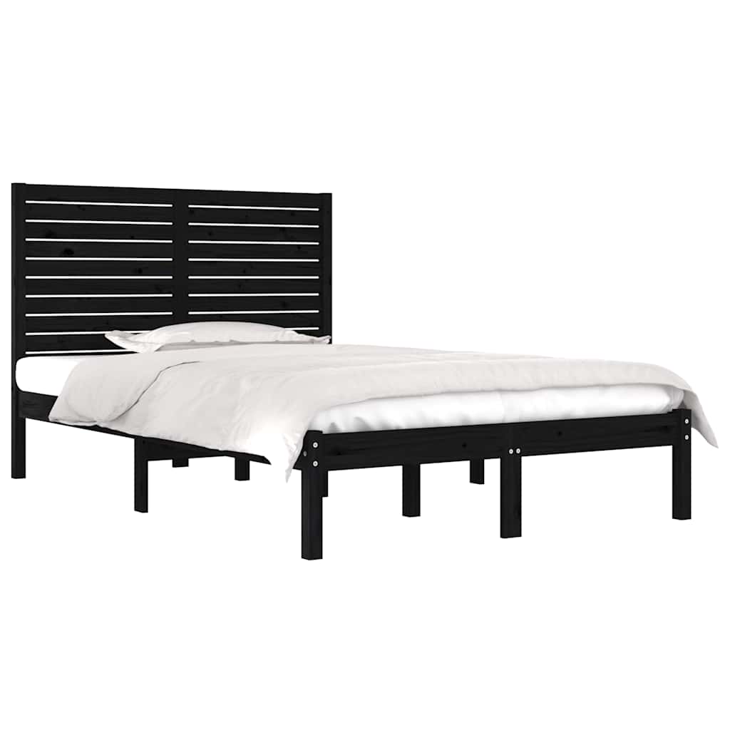 Vidaxl bedframe massief hout zwart 140x190 cm