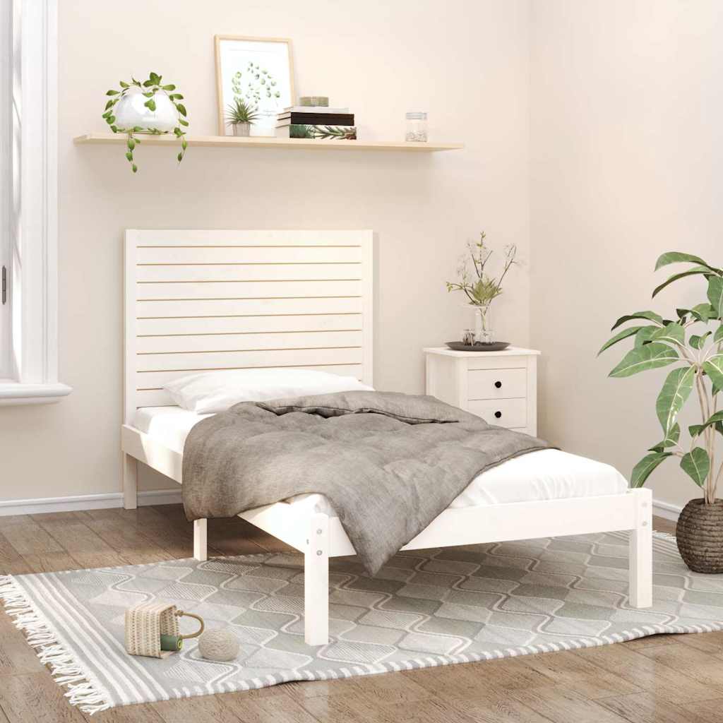Vidaxl bedframe massief hout wit 90x200 cm