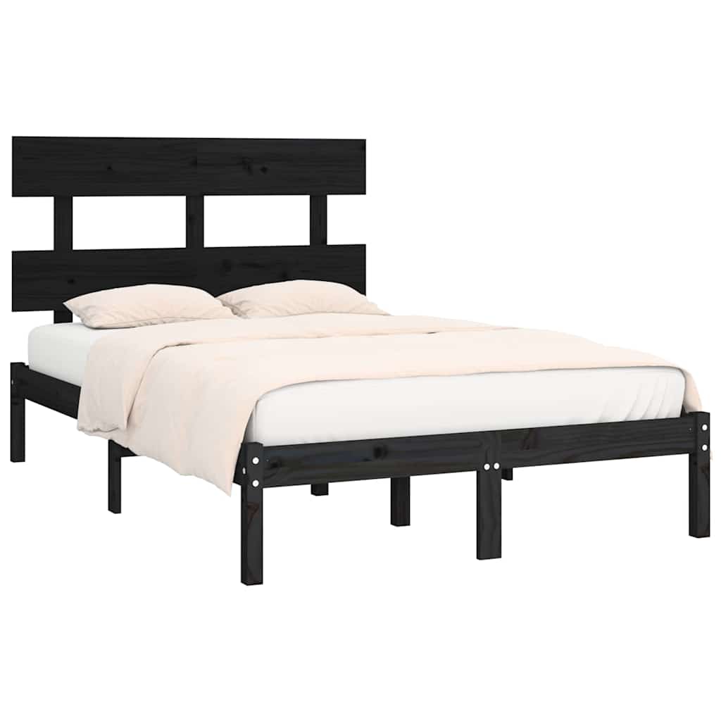 Vidaxl bedframe massief hout zwart 140x190 cm