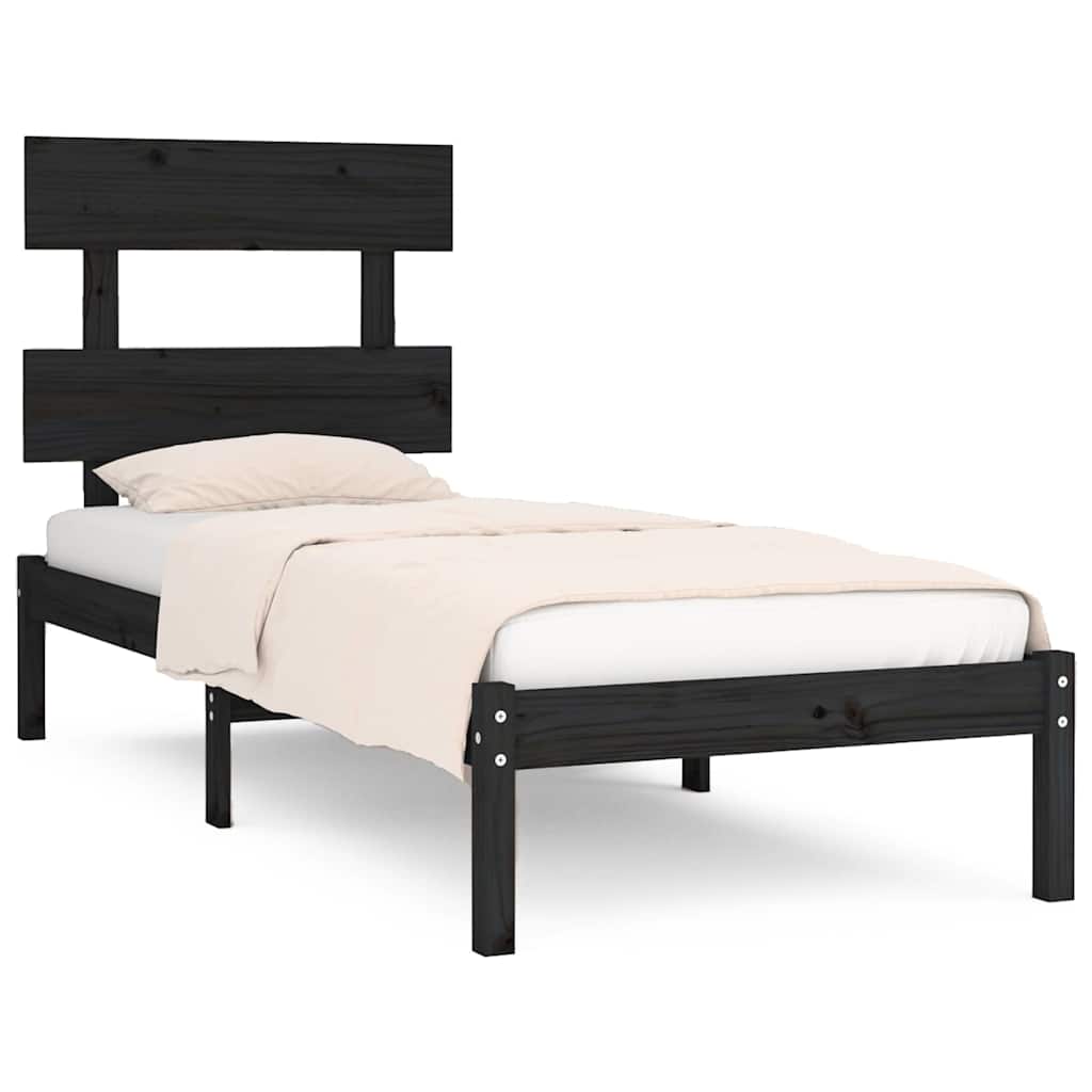 Vidaxl bedframe massief hout zwart 100x200 cm