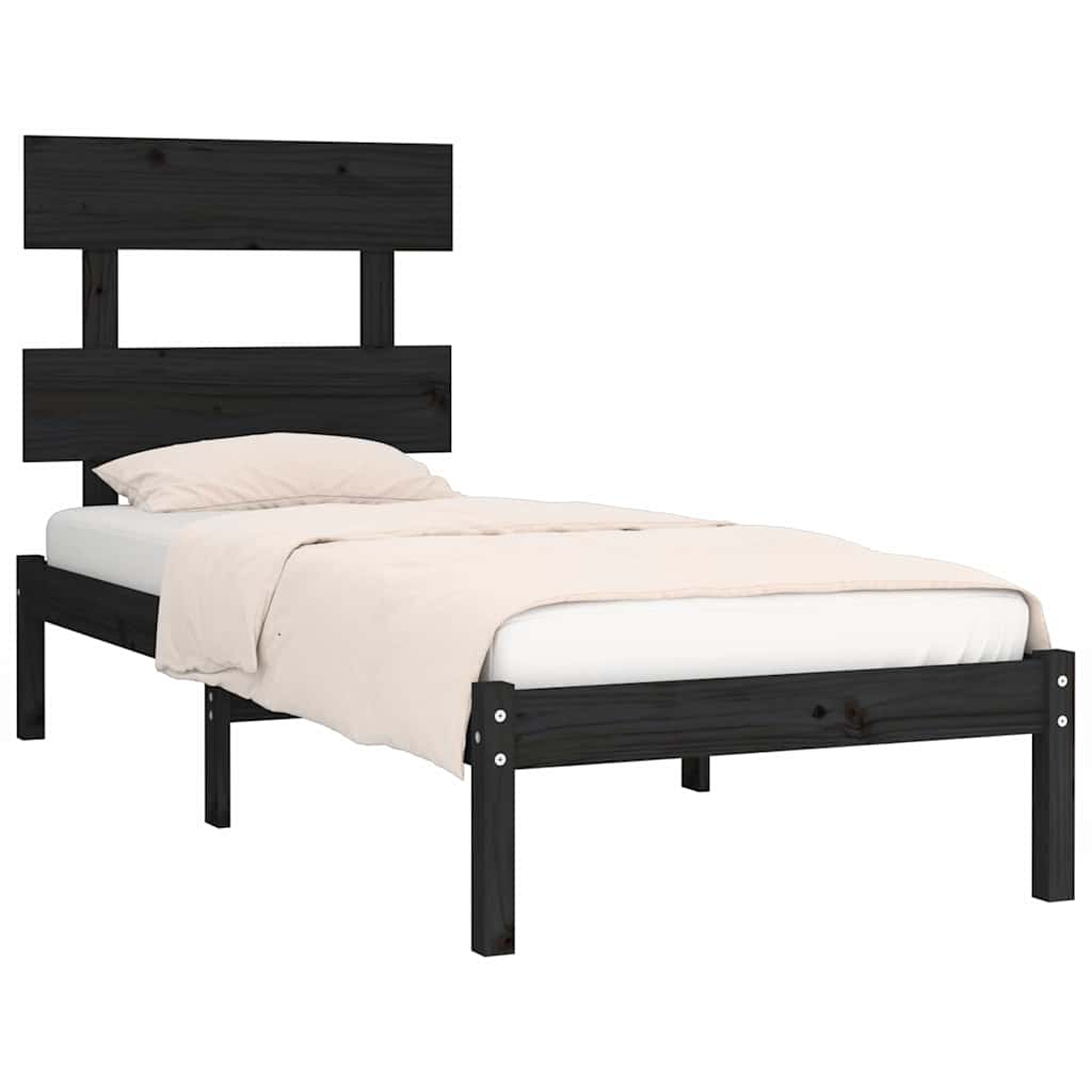 Vidaxl bedframe massief hout zwart 100x200 cm