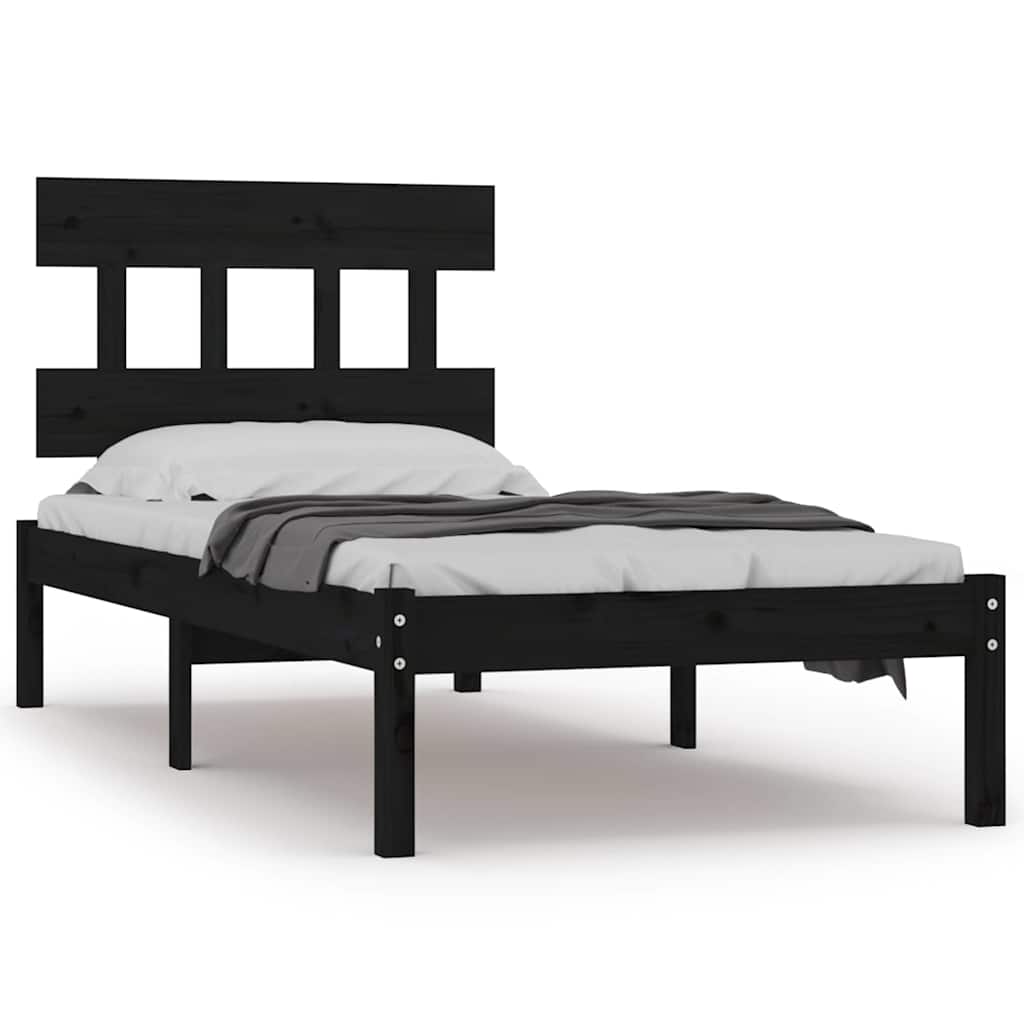 Vidaxl bedframe massief hout zwart 75x190 cm