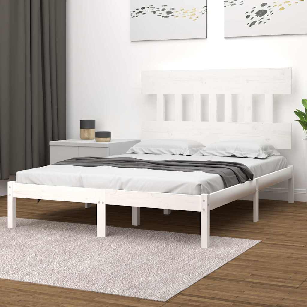 Vidaxl bedframe massief hout wit 140x190 cm