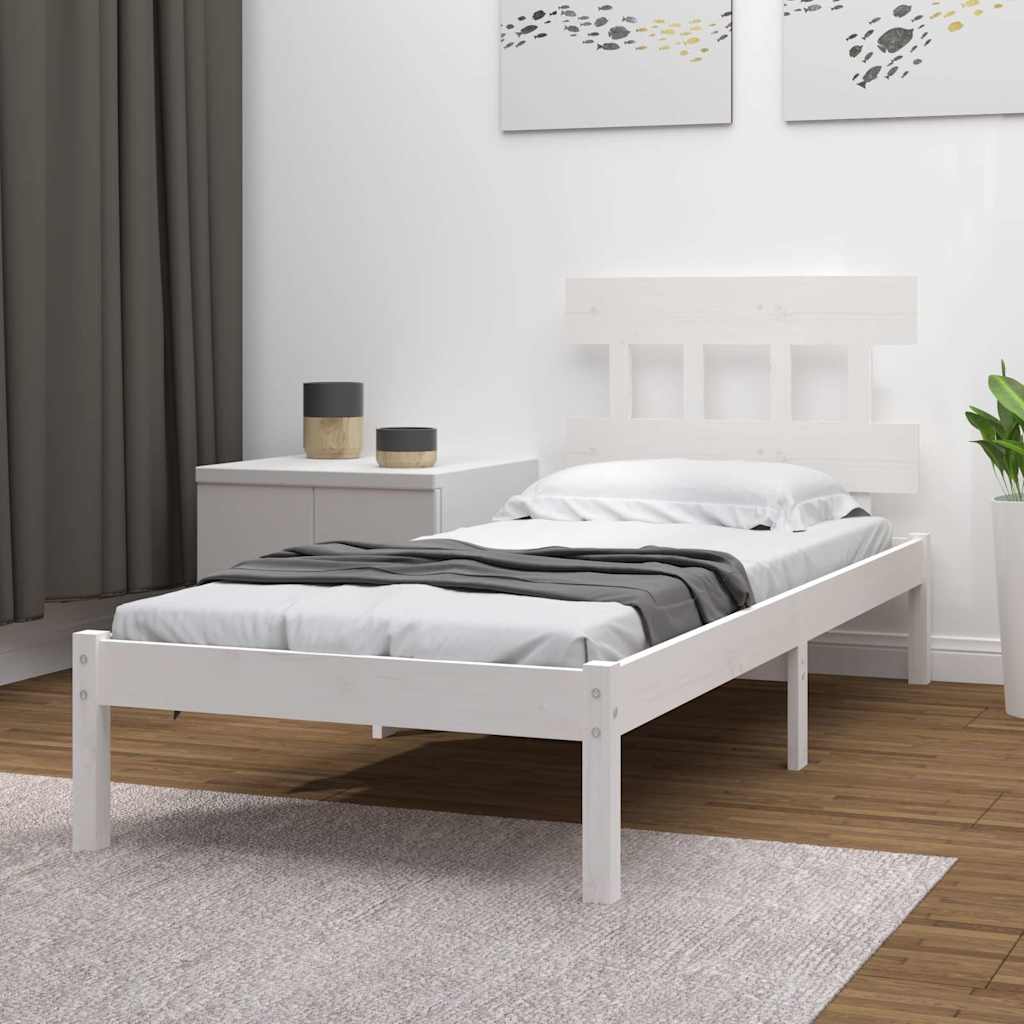 Vidaxl bedframe massief hout wit 100x200 cm